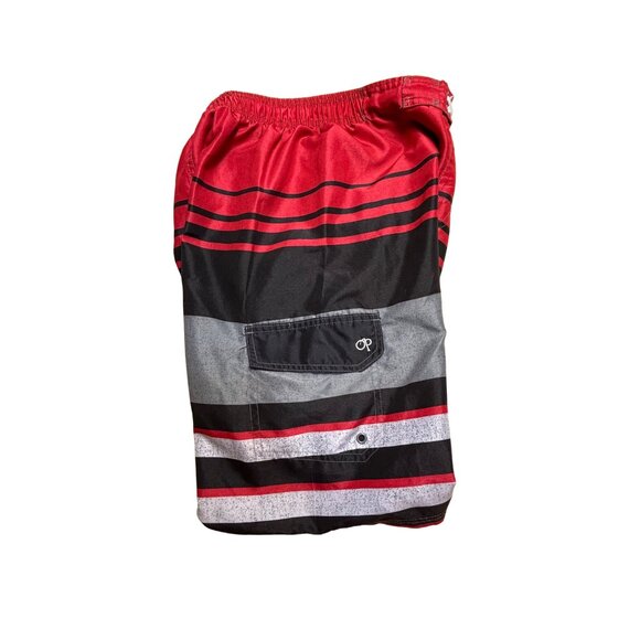 Vintage OP swim trunks shirts mesh inside XL Youth Boys elastic waistband ties - Picture 8 of 10